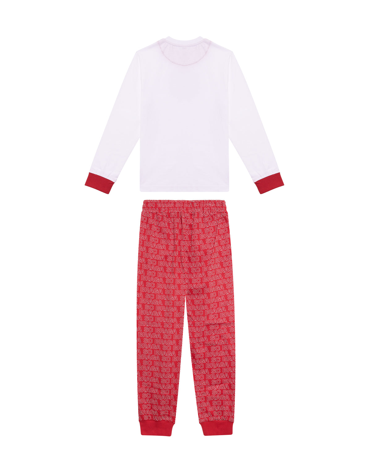 Pijama SC Braga Manga Cumprida Júnior Vermelho e Branco