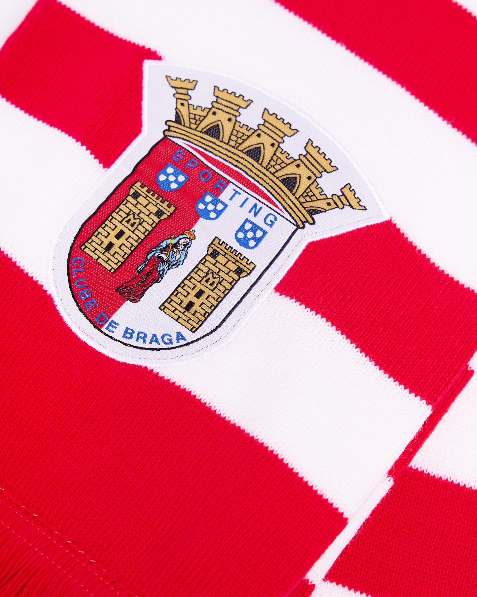 Cachecol SC Braga Tricotado Vermelho e Branco