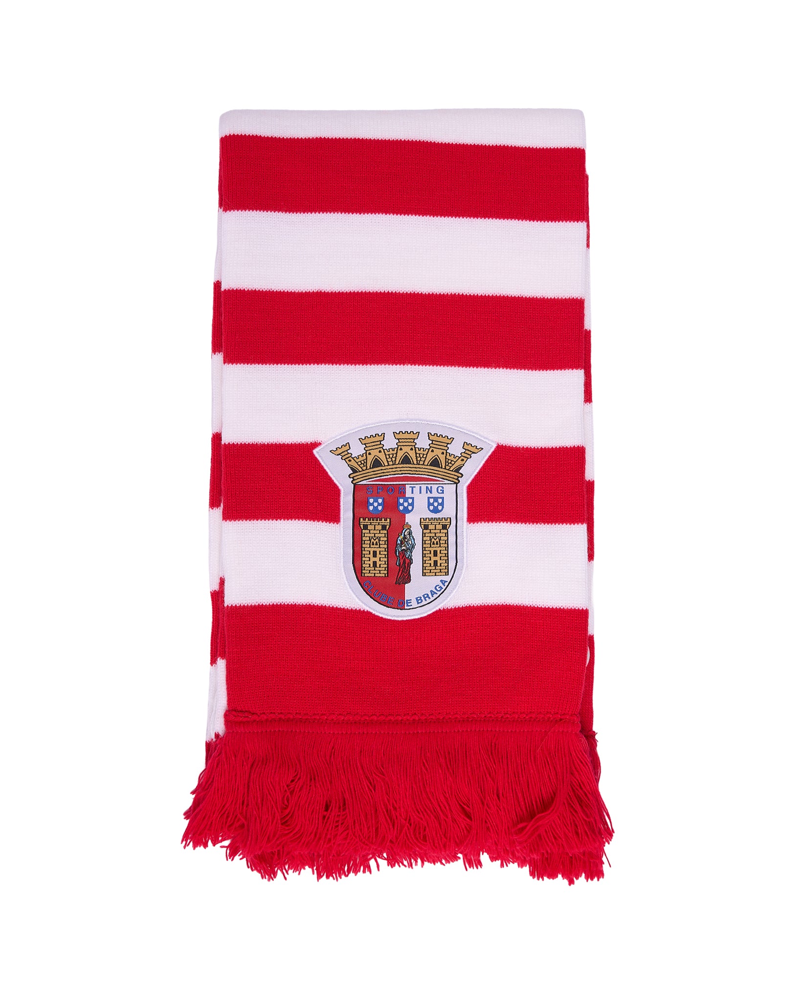 Red and White Striped Knitted Scarf